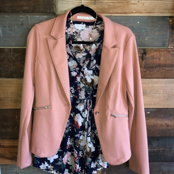 Mosaic & Co Jackets & Blazers - Mosaic & Co |  Knit 1 Button Blazer w/Zip pockets